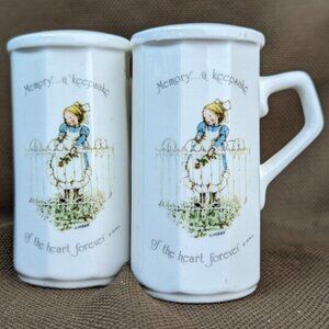 Vintage Holly Hobbie Large Salt & Pepper Shakers Memory..a Keepsake of the Heart
